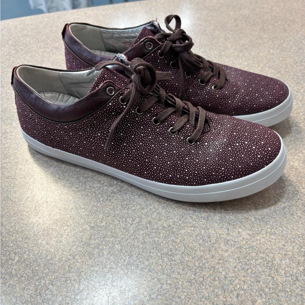 Marc Joseph Burgundy and White Sneakers